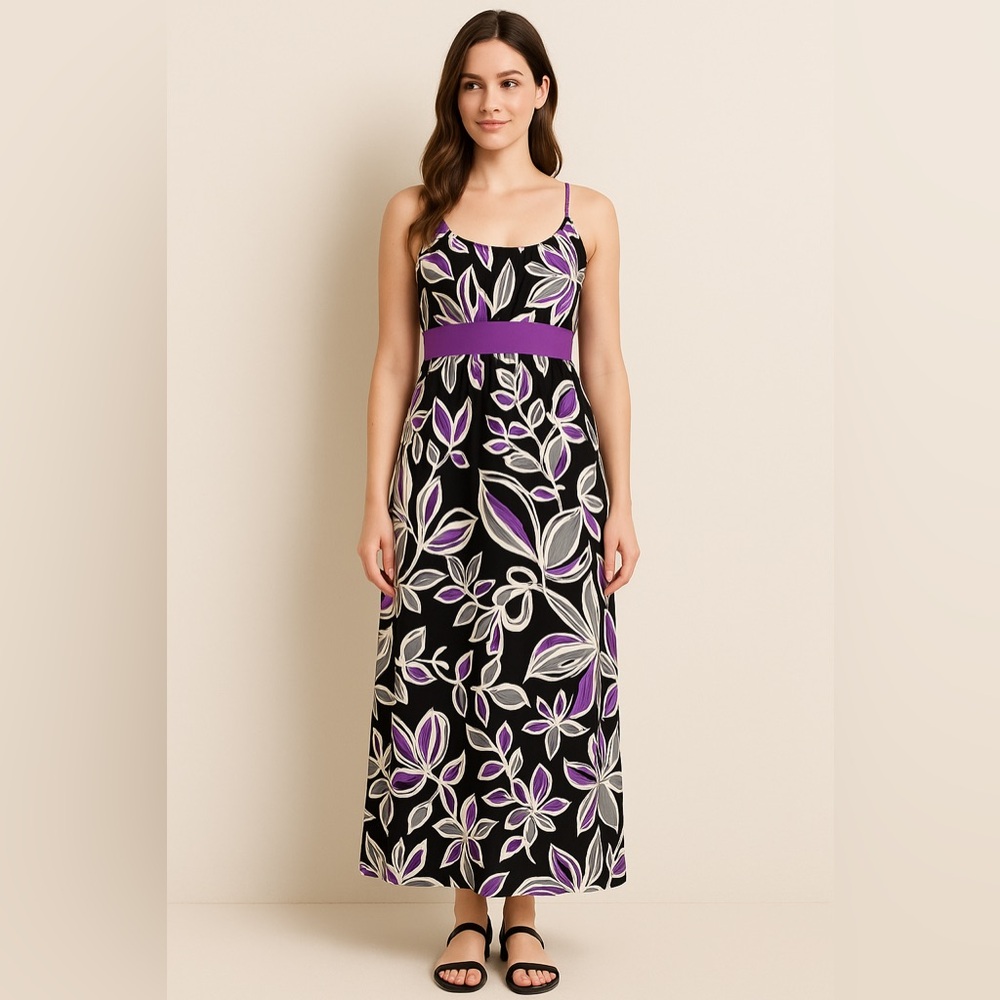 joei & i XL Floral Maxi Dress, Black, Purple & White - Picture 3 of 11